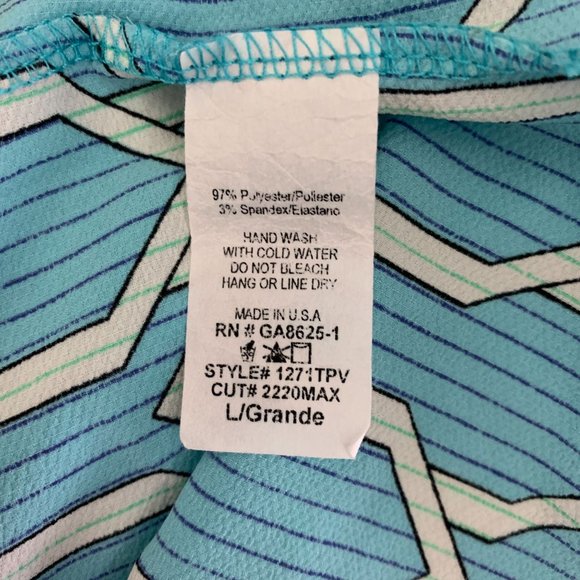 So Cool Large Blouse Geometric Split Back Short Sleeve - Picture 4 of 6